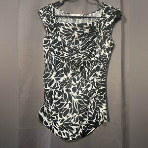 Cleo Black and White Leaf Print Blouse